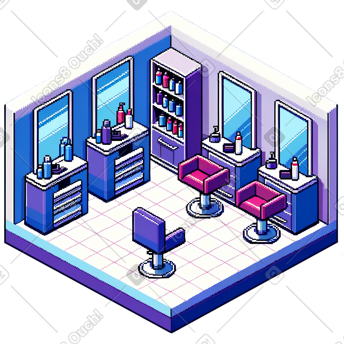 Parrucchiere o interno del illustrazione in stile Rooms scarica in PNG, SVG