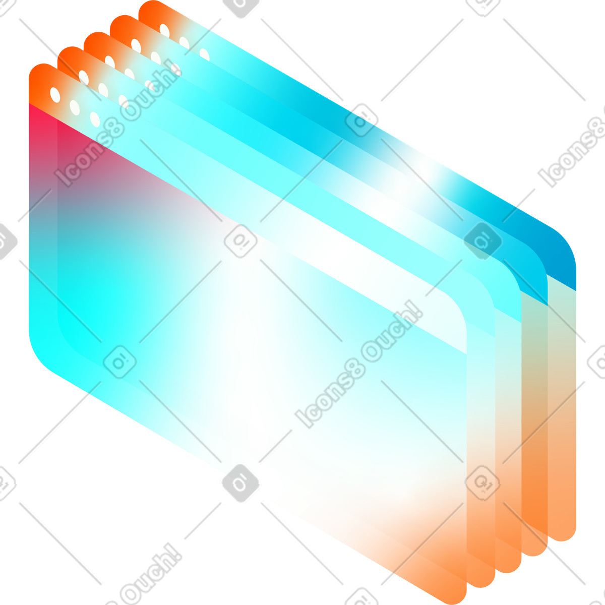 Series of isometric screens illustration in Glare style download in PNG, SVG