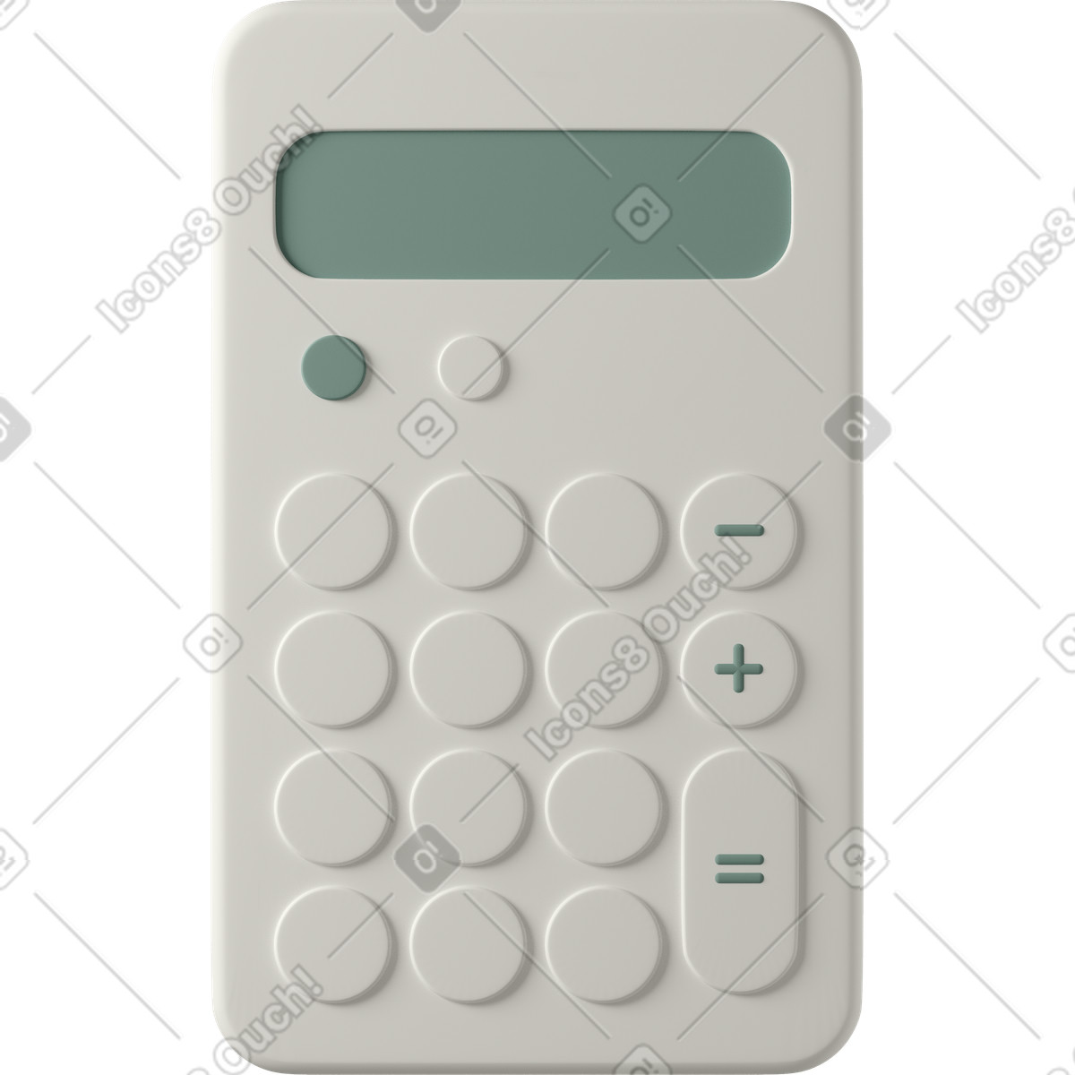 Front view of white calculator illustration in 3D Casual life style download in PNG, SVG
