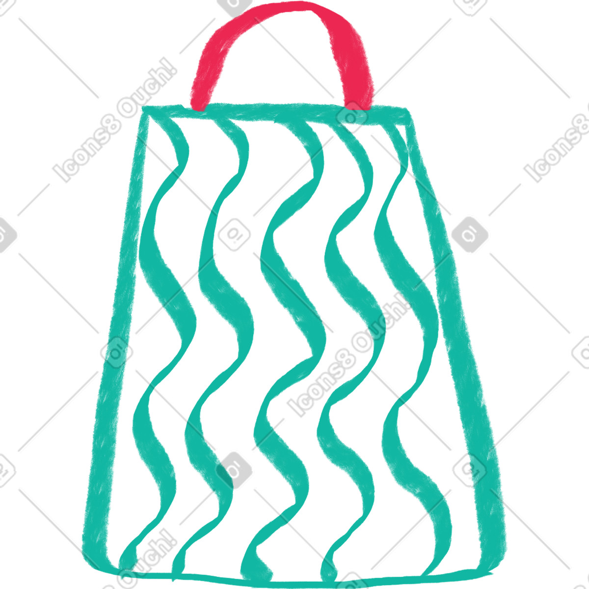 Ilustração de Green shopping bag with waves em no estilo Bonny para baixar em PNG, SVG