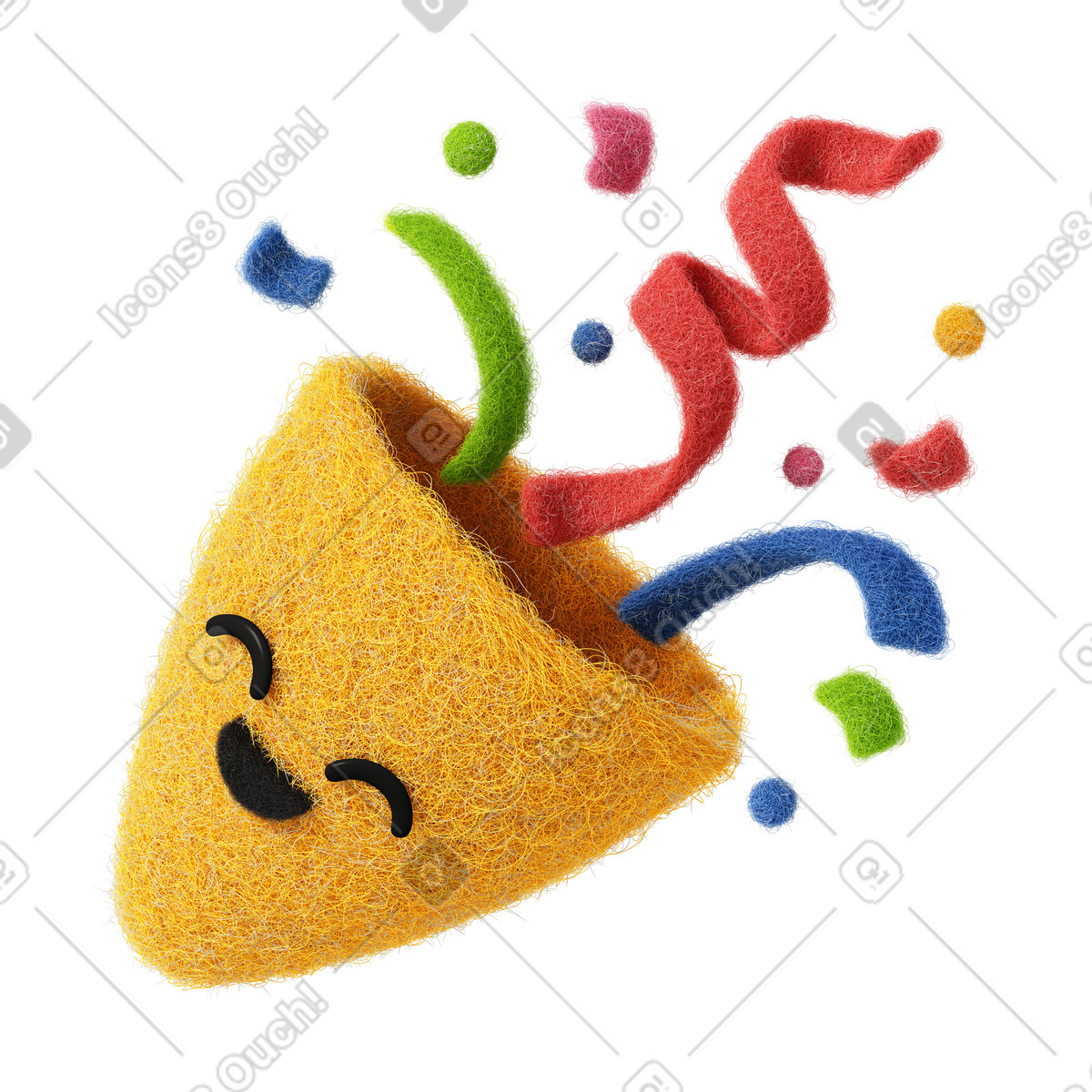 Confetti cone illustration in Fuzzy style download in PNG, SVG