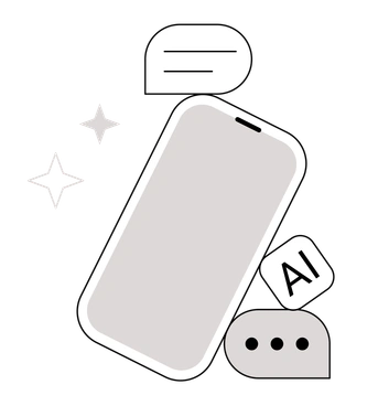 A smartphone with chat bubbles and AI icon - Shade style illustration