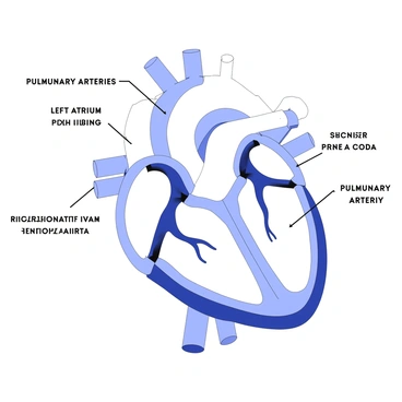 An anatomical illustration of the human heart demonstrating its function in circulation