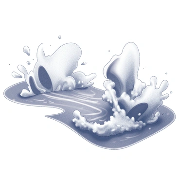 A river flowing with turbulent waters. The surface of the river is disturbed, creating waves that crash against one another. Within the water, abstract shapes represent "angry souls," depicted as swirling forms that seem to clash endlessly in a struggle. The scene conveys a sense of chaos and tension, with the elements of water and movement emphasizing the energy of the battle.