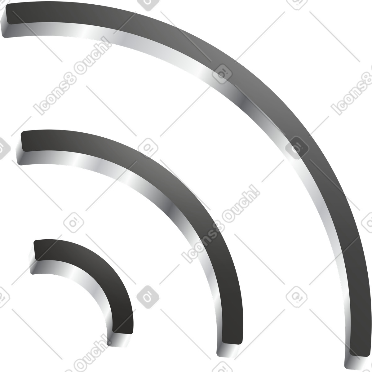Metallic Wi-Fi signal lines illustration in Token style download in PNG, SVG