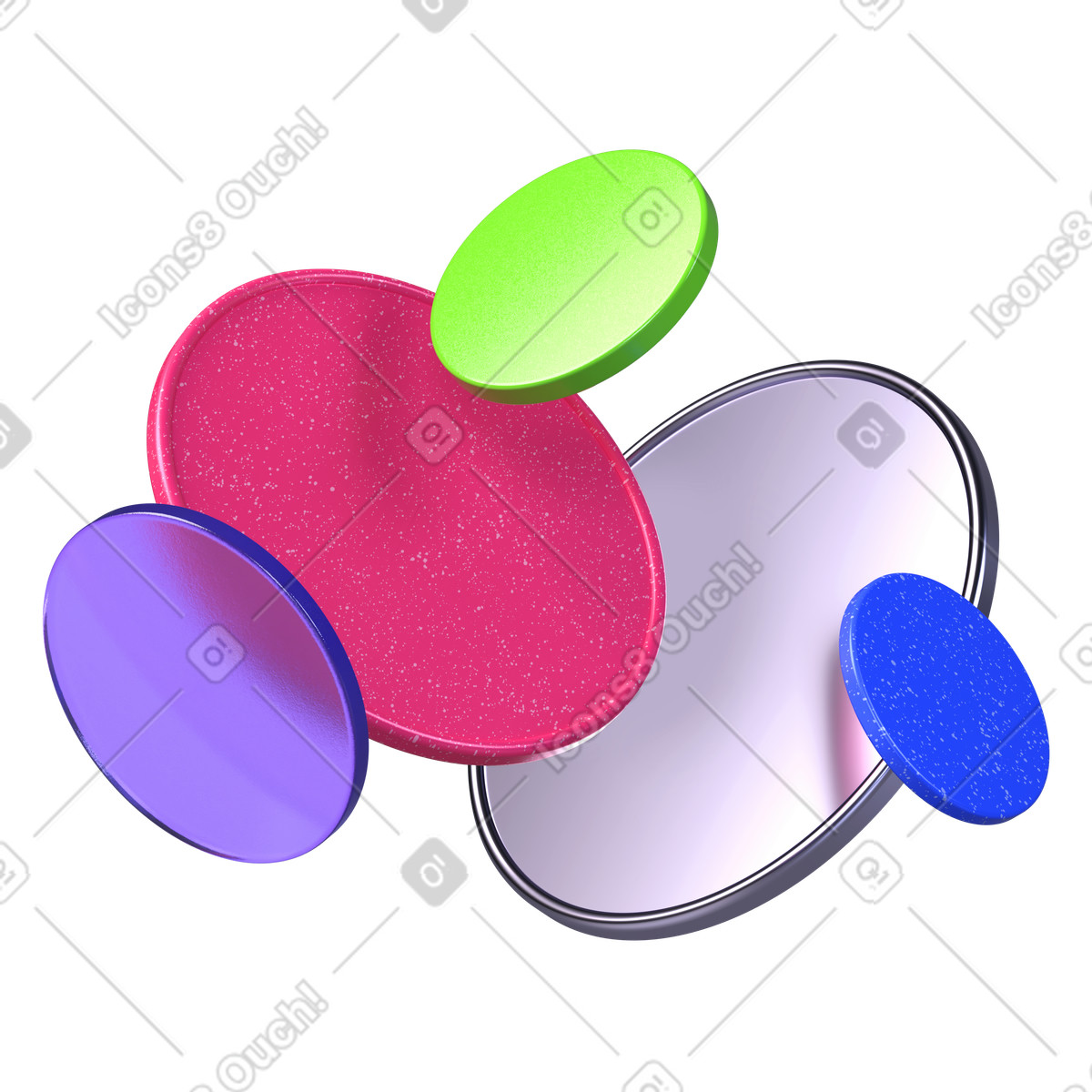 下载 3D Boost 风格的 不同形状的几何构成 插画，支持 PNG、SVG 格式