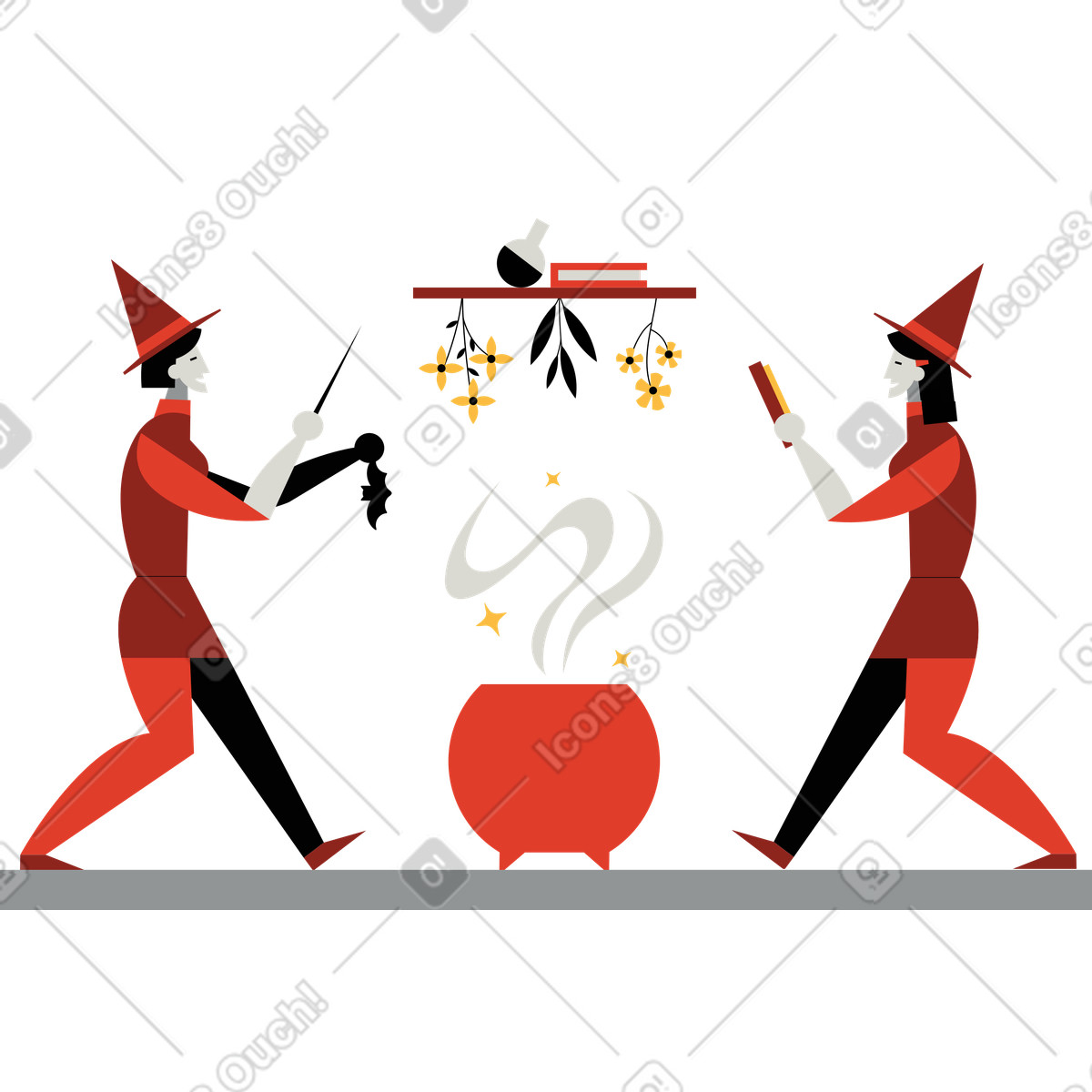 Partei der hexen-Illustration im Burgundy-Stil als Download in PNG, SVG