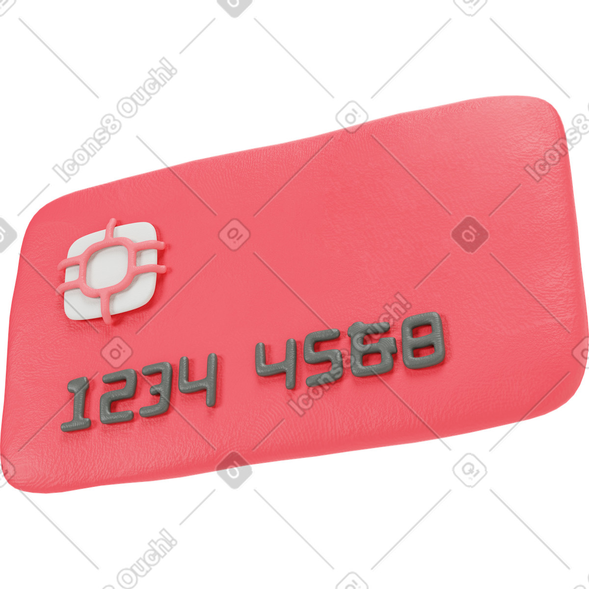 Illustration Vue latérale d'une carte bancaire rouge dans le style 3D Stripy à télécharger aux formats PNG, SVG