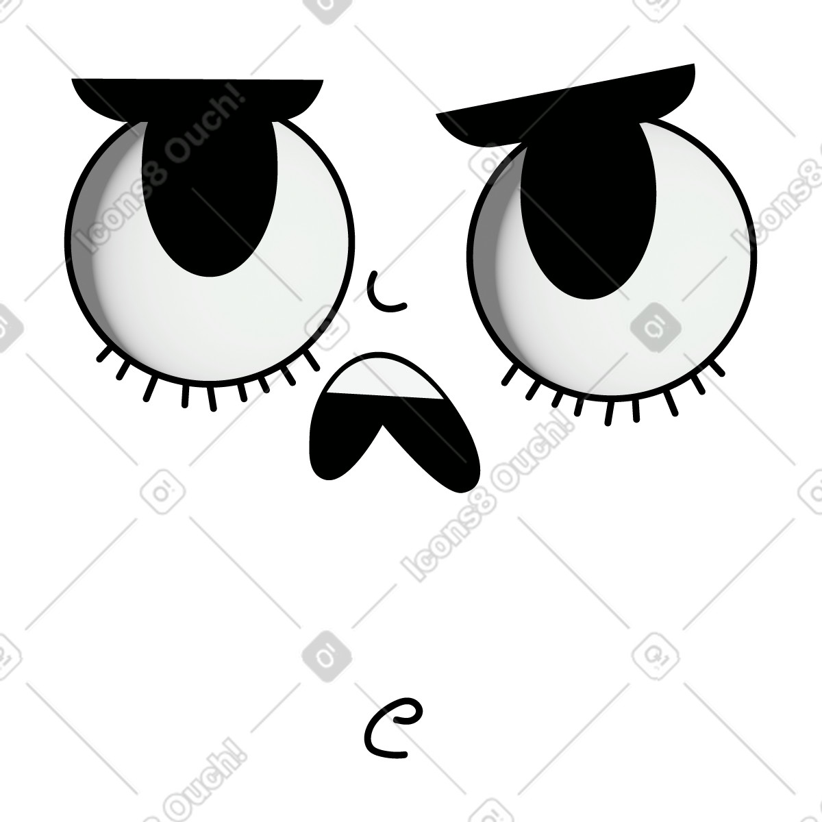 Ilustração de Expressão facial cansada seriamente em no estilo Cartoony para baixar em PNG, SVG