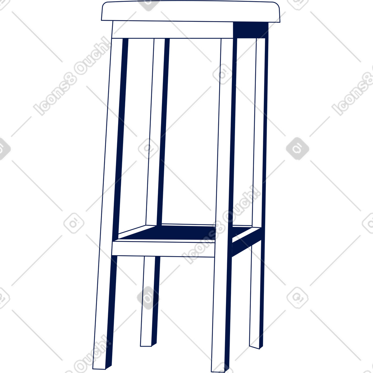 High stool illustration in Glow style download in PNG, SVG