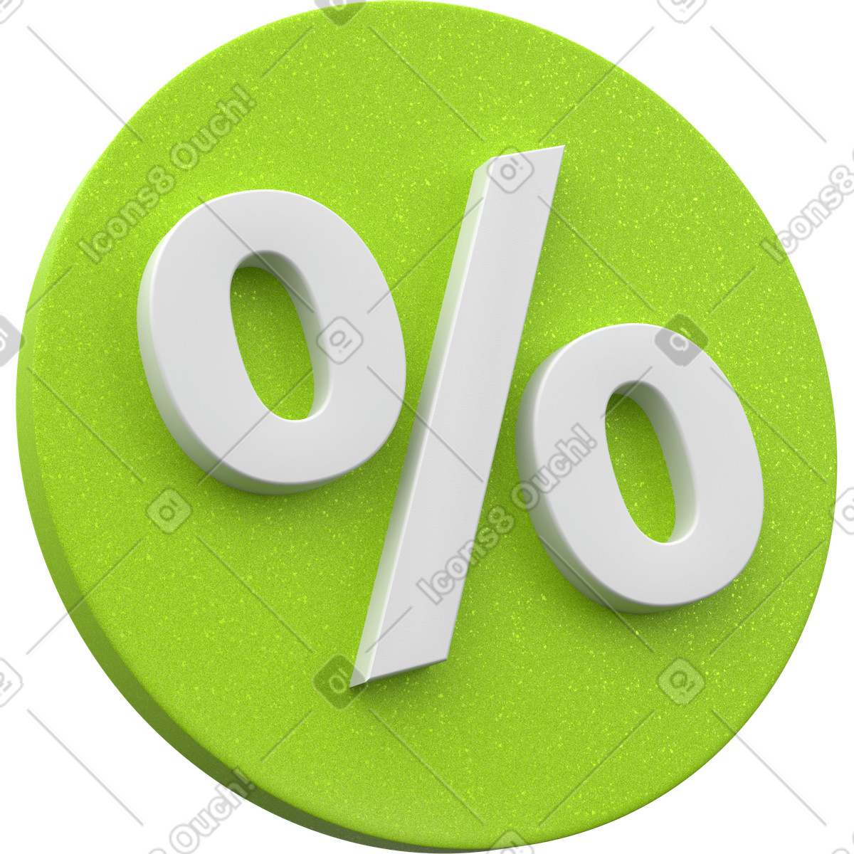Green round percent sign illustration in 3D Enterprise style download in PNG, SVG