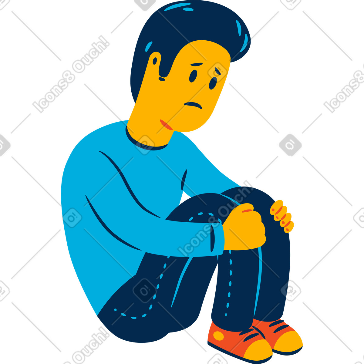 Illustration Homme assis dans le style Flame à télécharger aux formats PNG, SVG