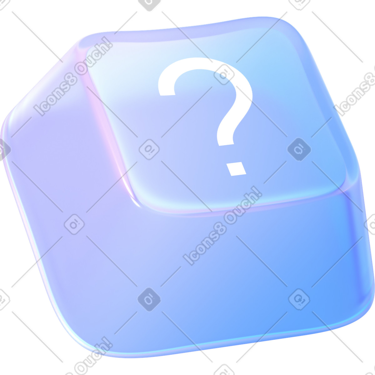 Glass question key illustration in 3D Glassy style download in PNG, SVG