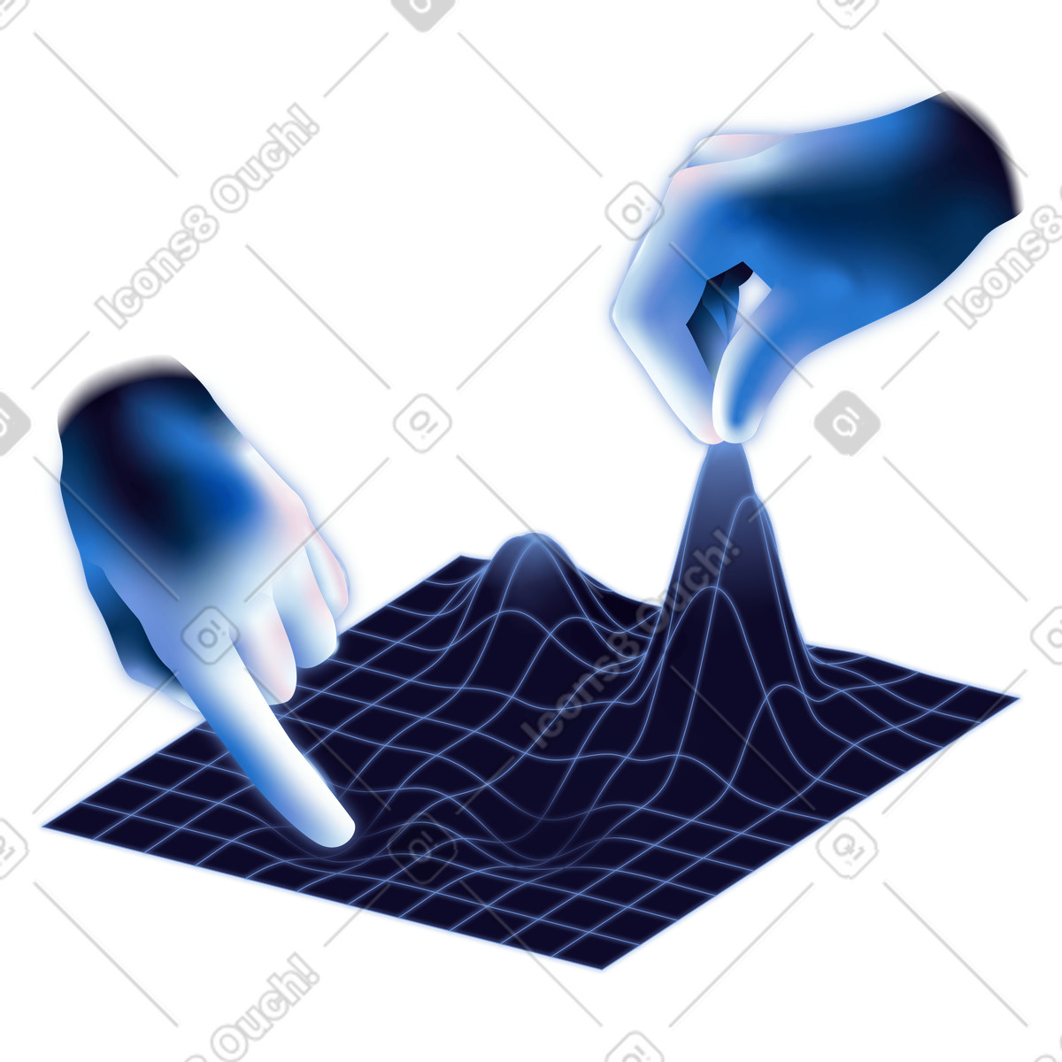 Manipulating surface chart, teamwork and collaborative data analysis illustration in Dimension style download in PNG, SVG