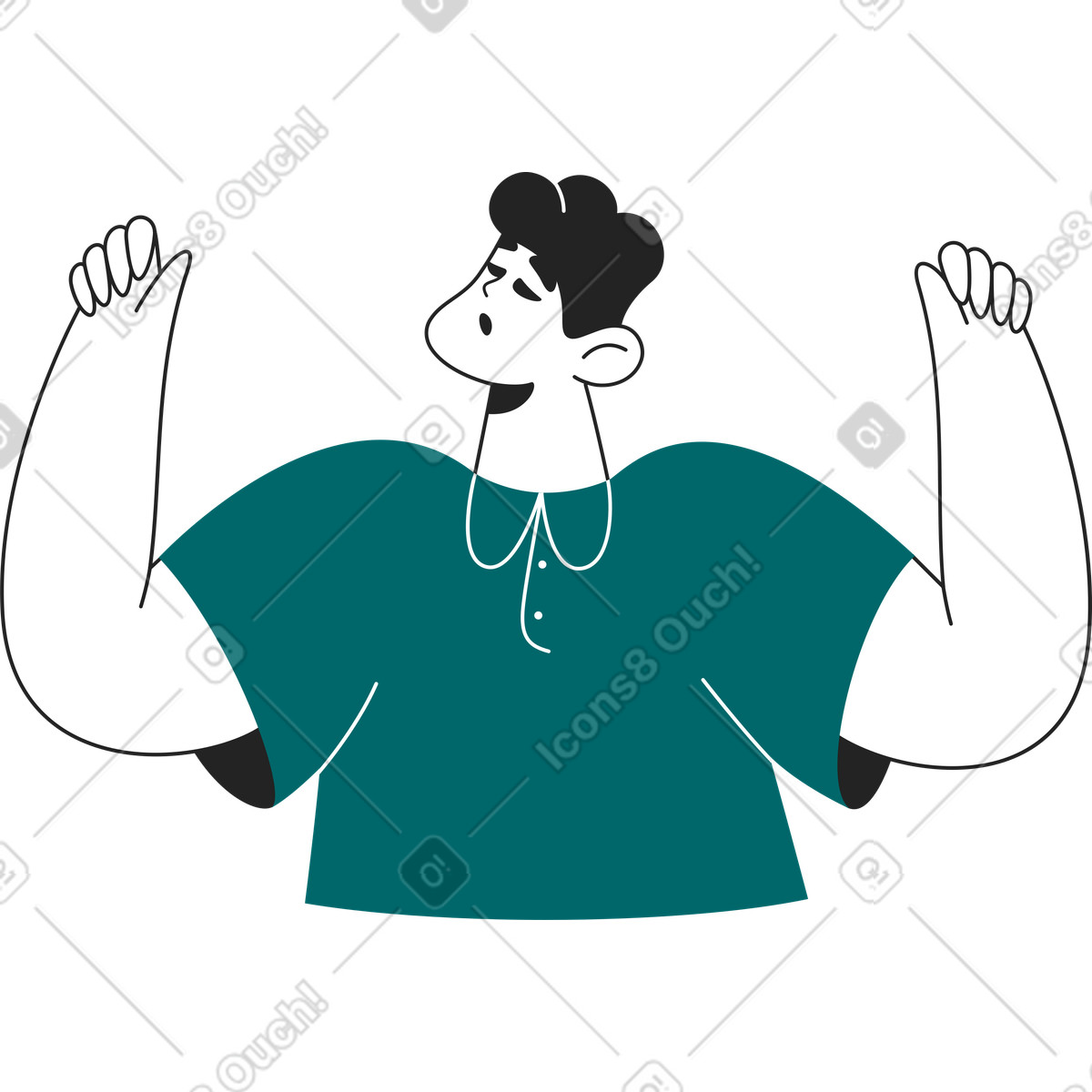 Ilustración Hombre con las manos levantadas en estilo Sammy Line a descargar en PNG y SVG