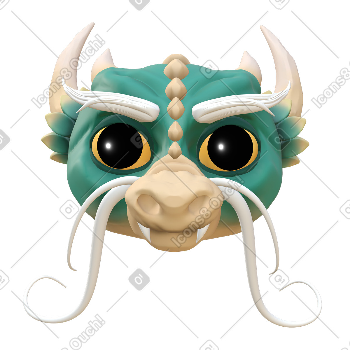 Ilustración Cabeza de dragón chino verde en estilo Experimental a descargar en PNG y SVG