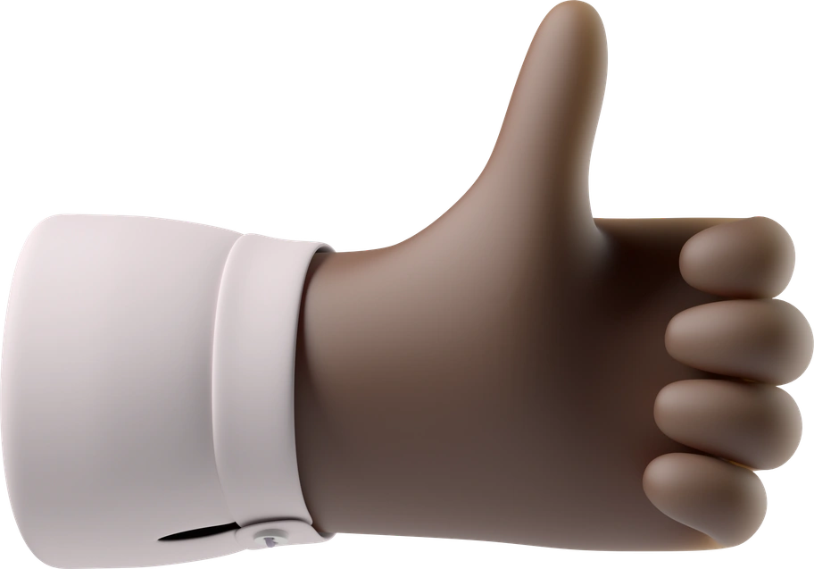 A thumbs up gesture with white cuff - 3D Hands Fun And Wild style illustration