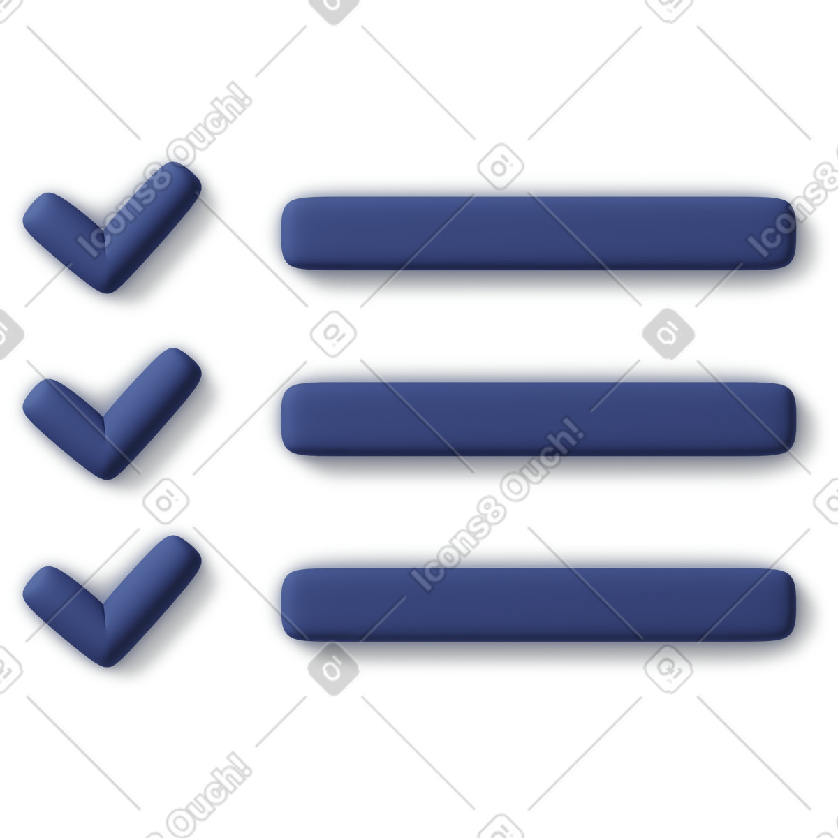 Blue checklist with done items-Illustration im 3D Business-Stil als Download in PNG, SVG