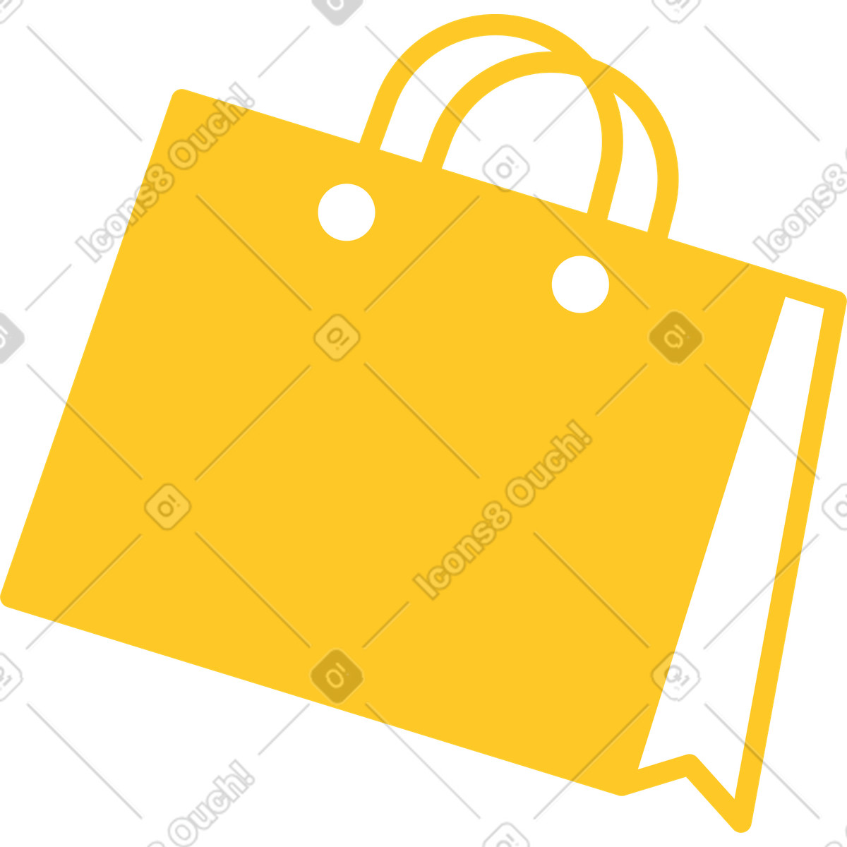 Ilustración Bolso de compras amarillo en estilo Rocky a descargar en PNG y SVG