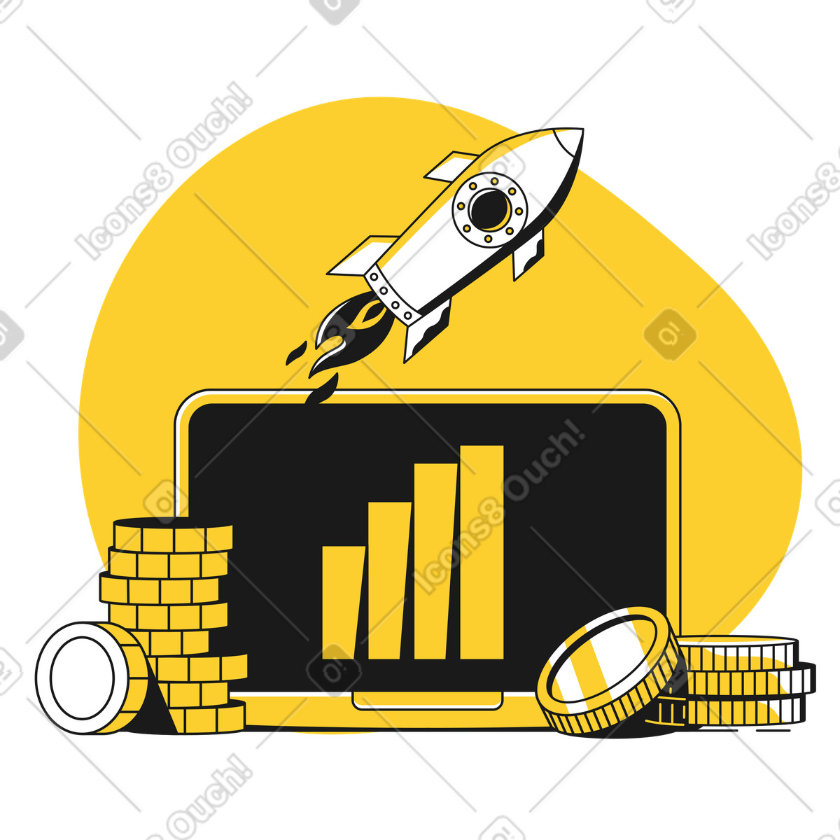 Ilustración Inversión en startups y crowdfunding de capital estilo Taxi a descargar PNG SVG