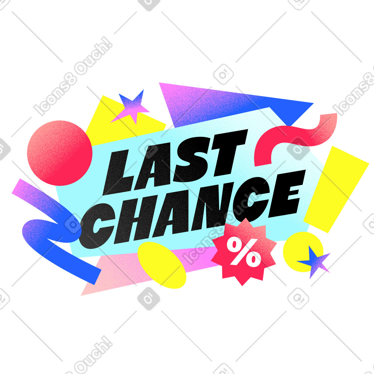 Ilustração de Lettering last chance with different geometric shapes text em no estilo Typography para baixar em PNG, SVG