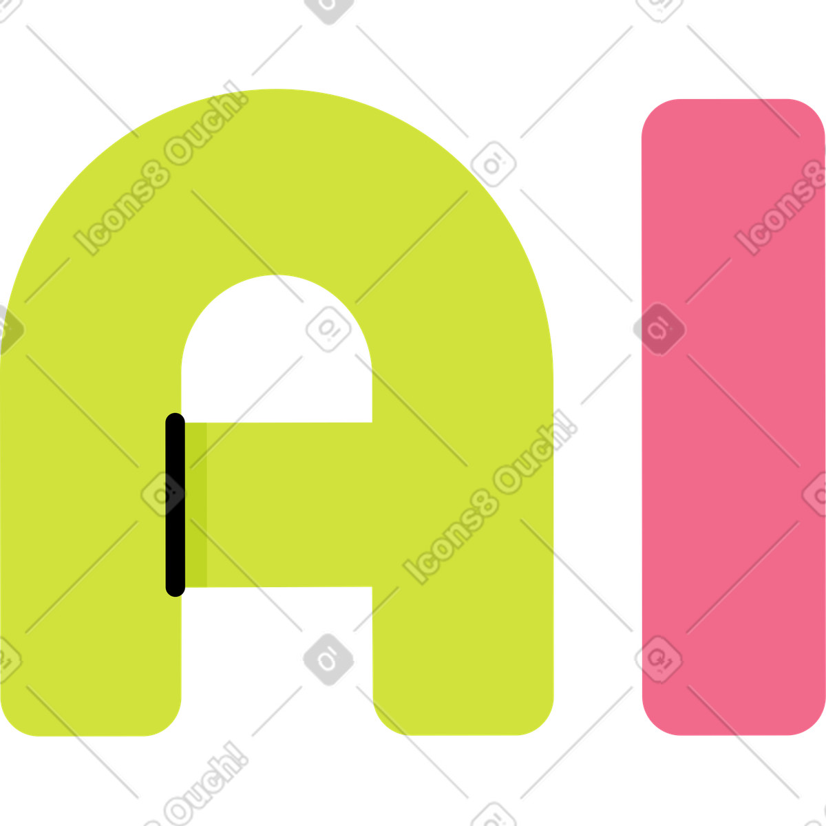 Ilustración Texto de letras ai en estilo Juicy a descargar en PNG y SVG