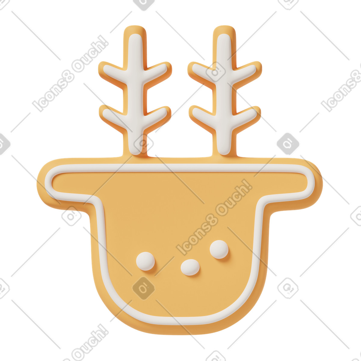 Christmas deer cookie yellow illustrazione in stile 3D Casual life scarica in PNG, SVG