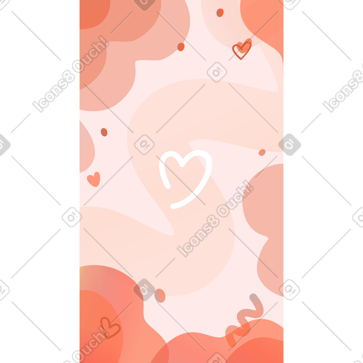 Ilustración Corazones sobre fondo rojo en estilo Experimental a descargar en PNG y SVG