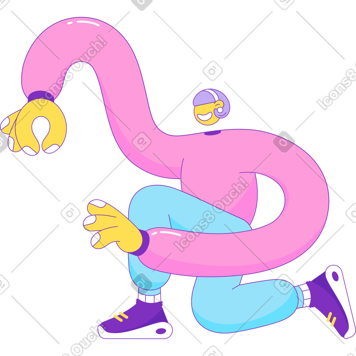 Ilustración Chica se arrodilló sobre una rodilla en estilo Elastic a descargar en PNG y SVG