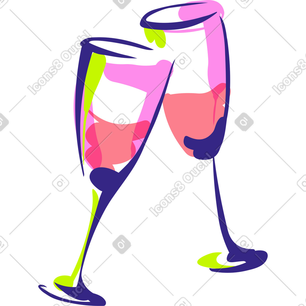 Ilustração de Taças champanhe em no estilo Glam para baixar em PNG, SVG