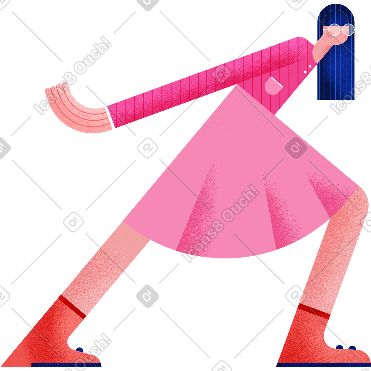 Illustration Girl in a pink dress and red shoes dans le style Willowy à télécharger aux formats PNG, SVG