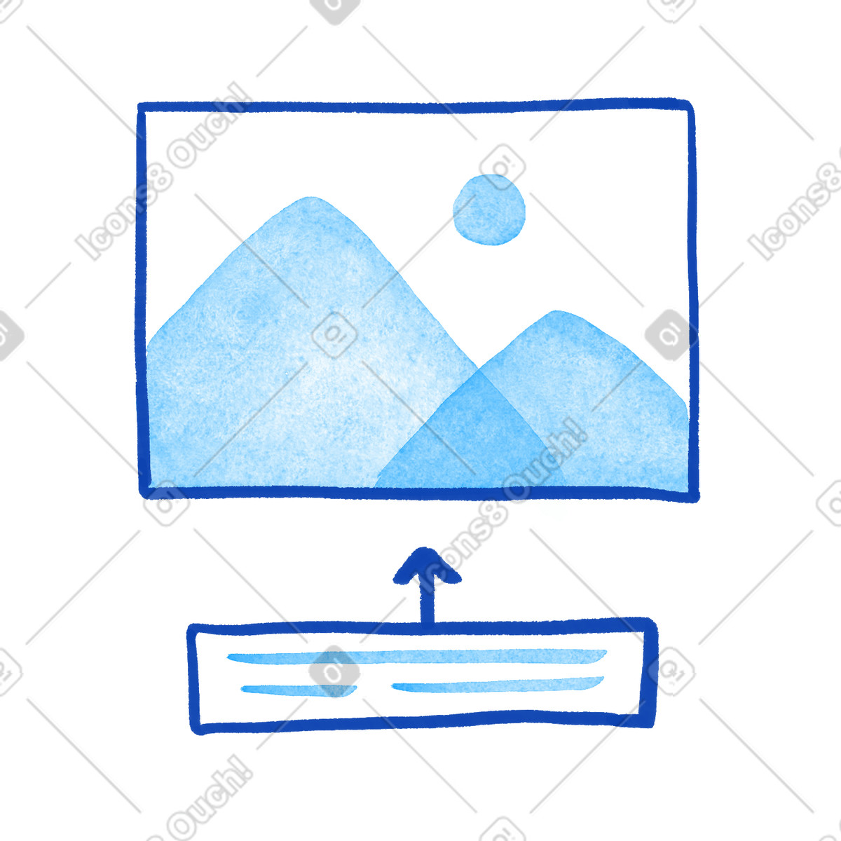 Ai image generation from text prompt with landscape photo frame illustrazione in stile Tint scarica in PNG, SVG