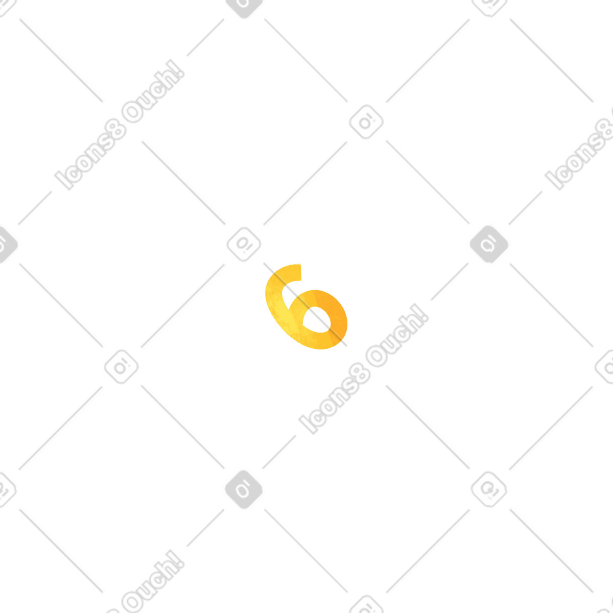 Gelbe nummer sechs-Illustration im Bonbon-Stil als Download in PNG, SVG