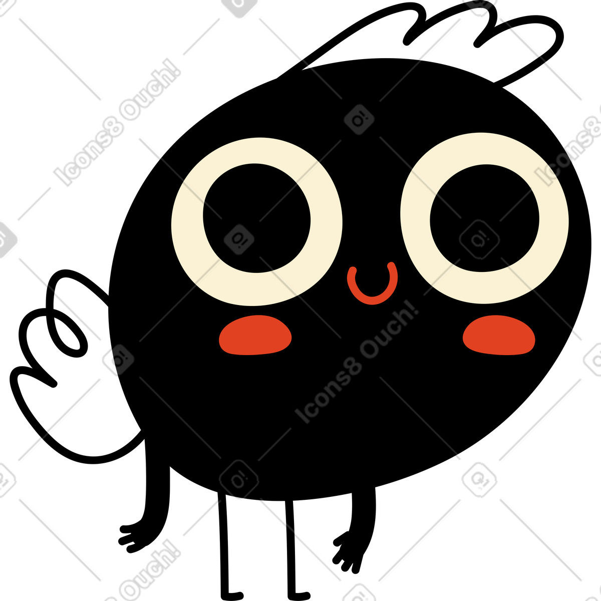 Personaggio nero con coda illustrazione in stile Jelly scarica in PNG, SVG