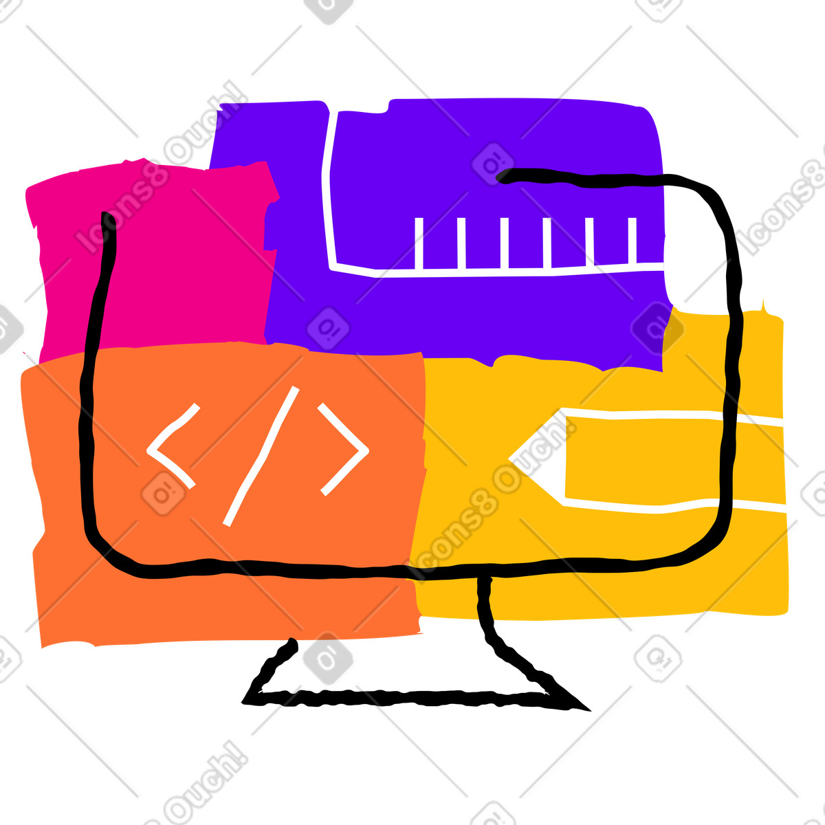 Desktop, programming, website development and design illustration in Puzzle style download in PNG, SVG