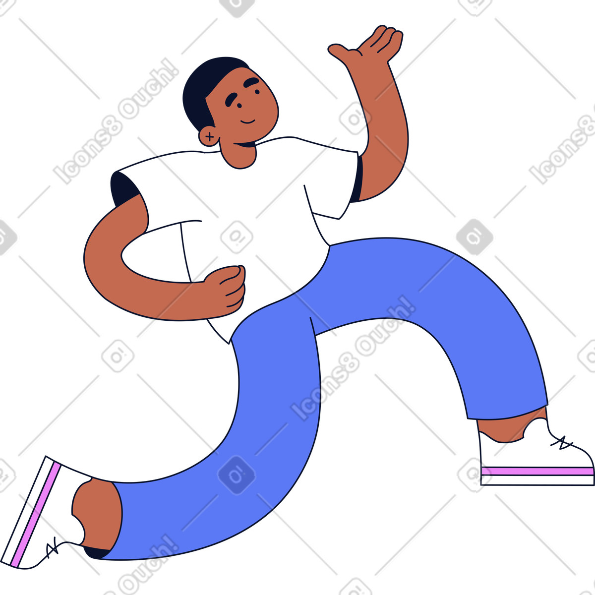 Junger mann läuft-Illustration im Flexy-Stil als Download in PNG, SVG