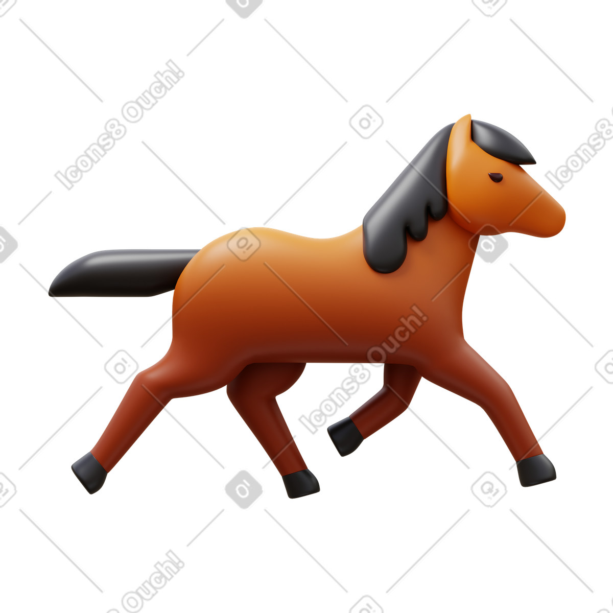 Ilustração de Cavalo trotando em no estilo 3D Fluency para baixar em PNG, SVG