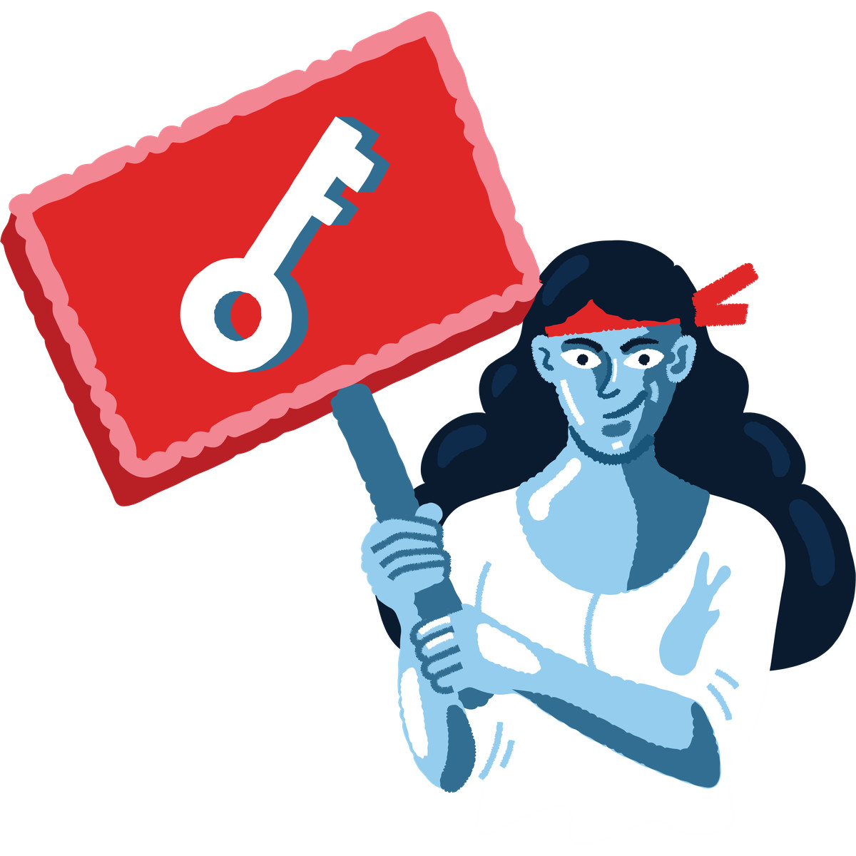 Sign with key, User authentication or secure access concept illustration in Cherry style download in PNG, SVG