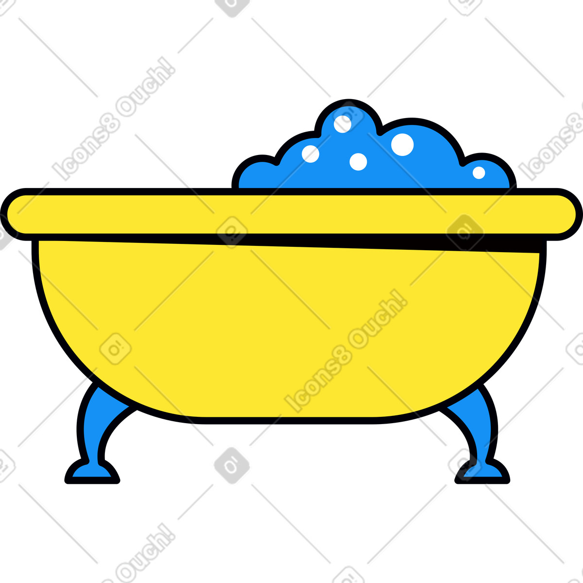 Droll スタイルの 黄色い泡風呂 のイラストをPNG、SVG形式でダウンロード