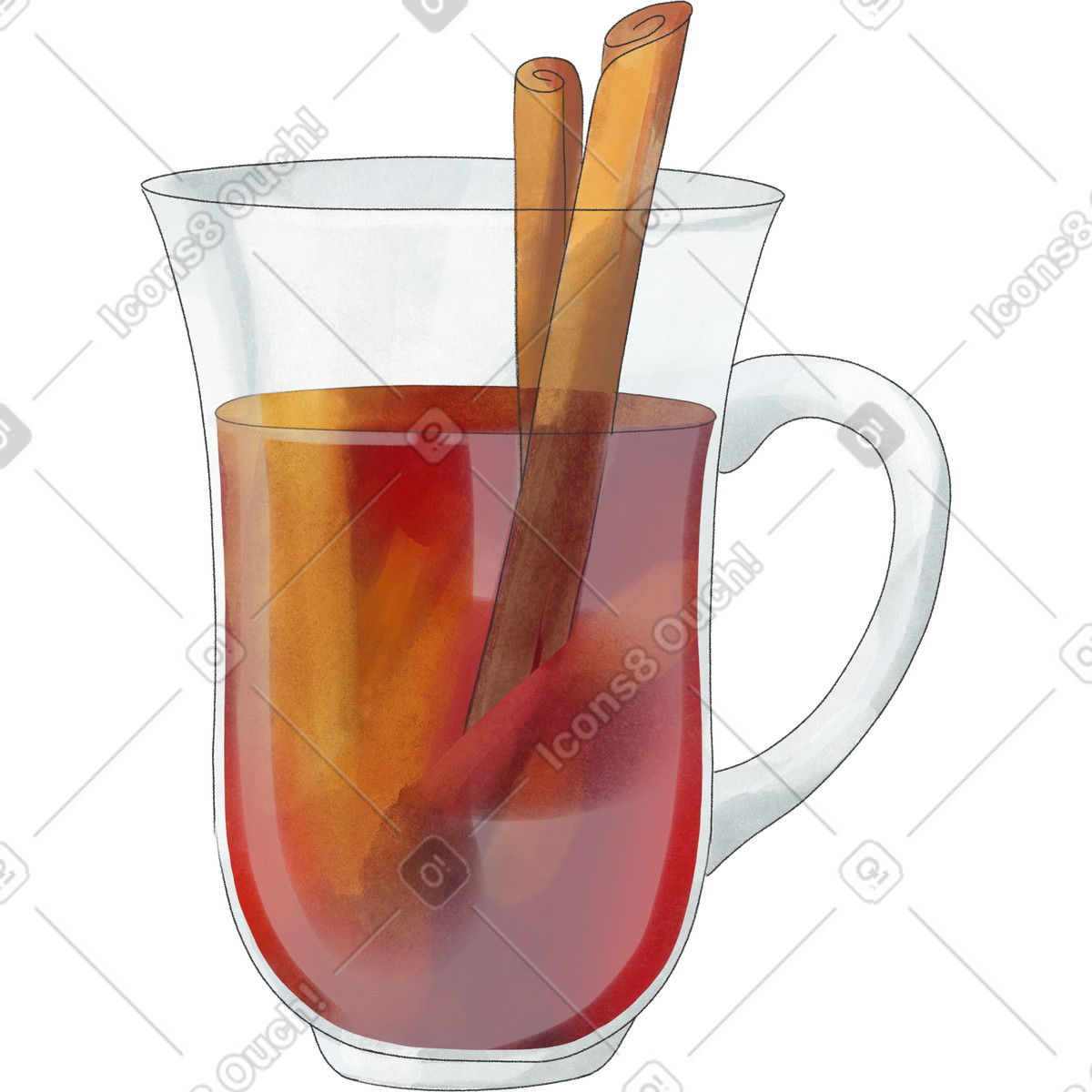Ilustración Vino caliente con canela o bebida navideña en estilo Seasons a descargar en PNG y SVG