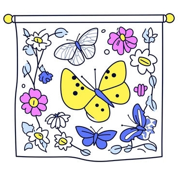 A detailed tapestry featuring various Victorian moths displayed among an array of flowers. The moths include species such as the Luna moth and Swallowtail moth, characterized by their distinctive wing shapes and patterns. The floral elements include large blooms like roses and daisies, with leaves interspersed throughout. The tapestry is framed by a simple border that enhances the intricate design of the moths and flowers.
