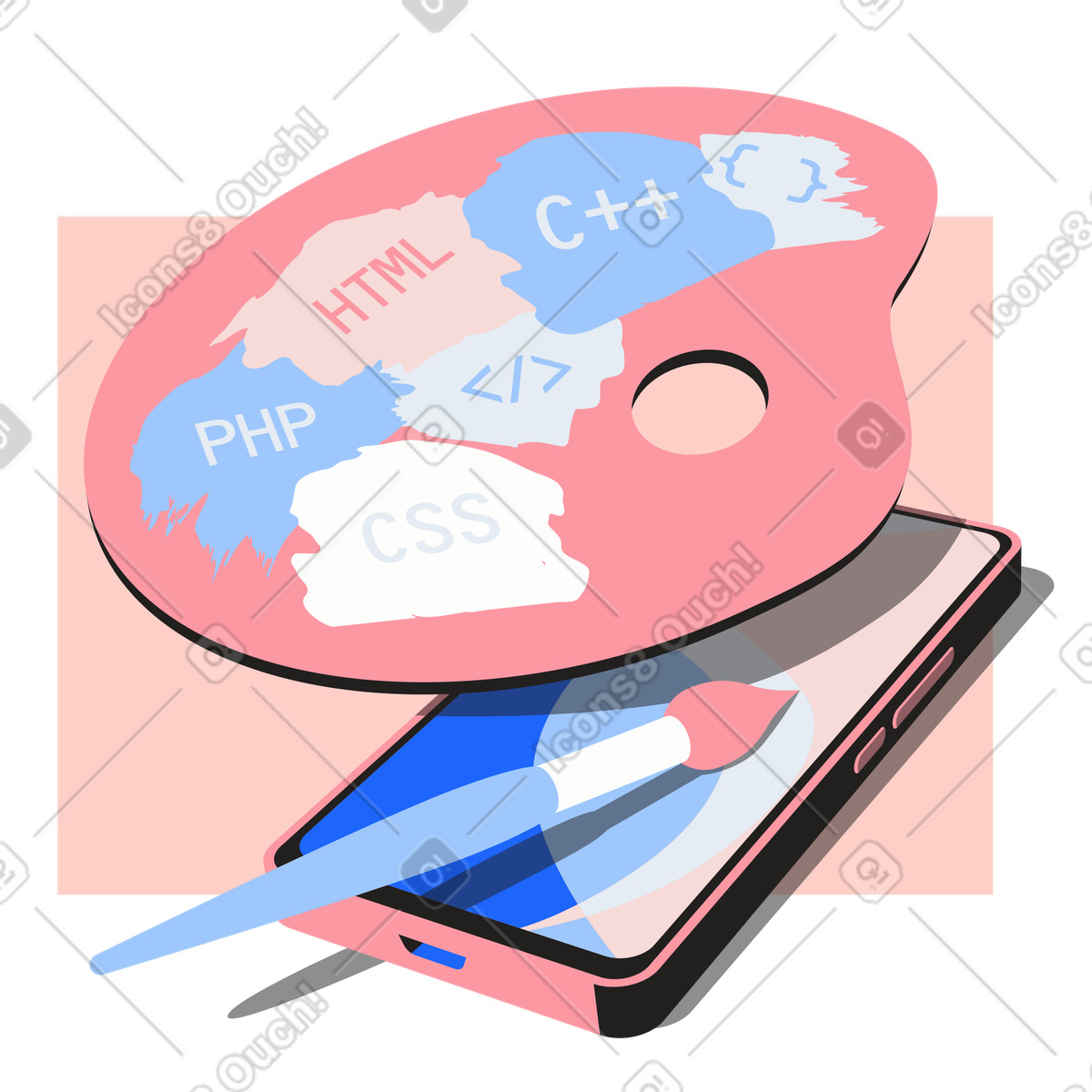 Phone App UX Design illustration in Editorial style download in PNG, SVG