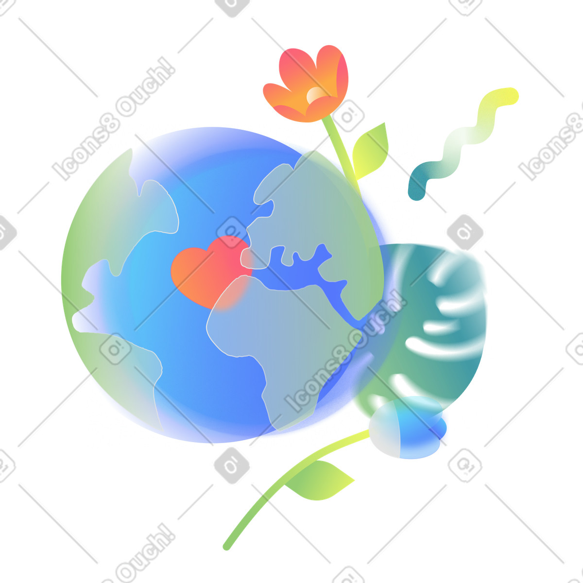 Life and nature on Earth Day illustration in Morphis style download in PNG, SVG