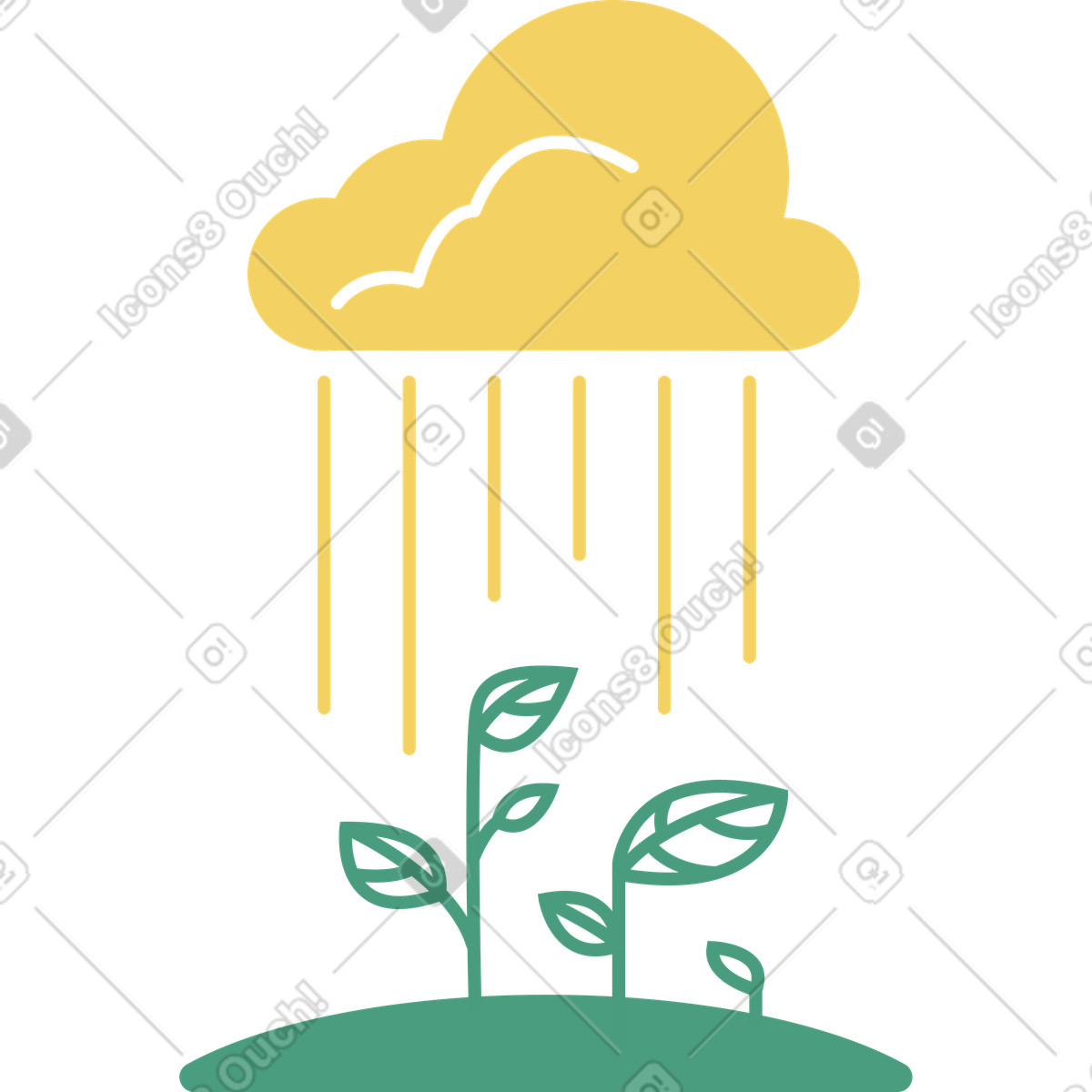 Spring illustration featuring cloudy skies in clipart style, showcasing various graphics