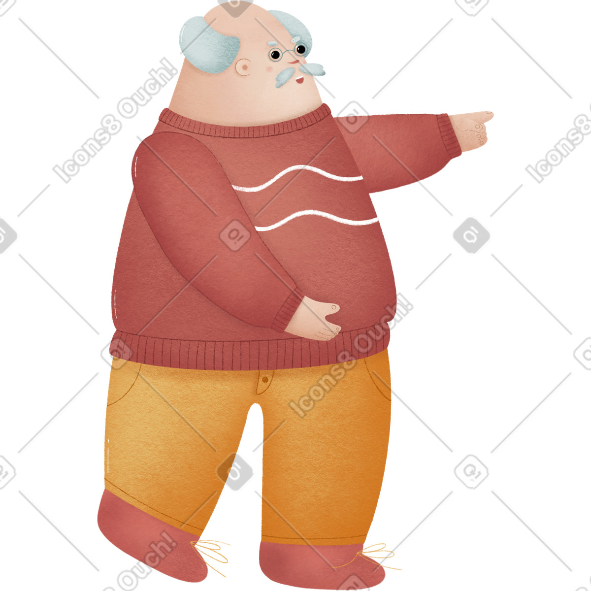 Vecchio uomo illustrazione in stile Woolly scarica in PNG, SVG