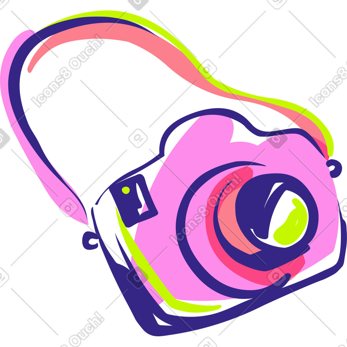 Fotocamera rosa illustrazione in stile Glam scarica in PNG, SVG