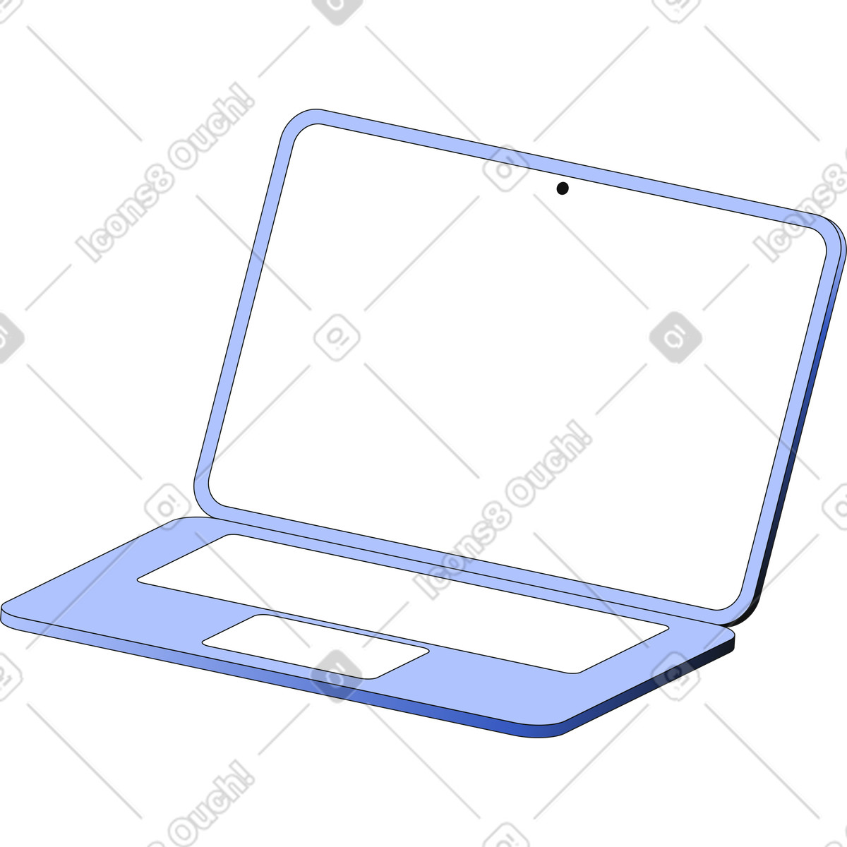 Laptop aperto illustrazione in stile Techny scarica in PNG, SVG