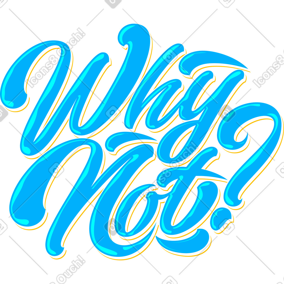 Ilustración Letras por qué no texto azul en estilo Lettering a descargar en PNG y SVG