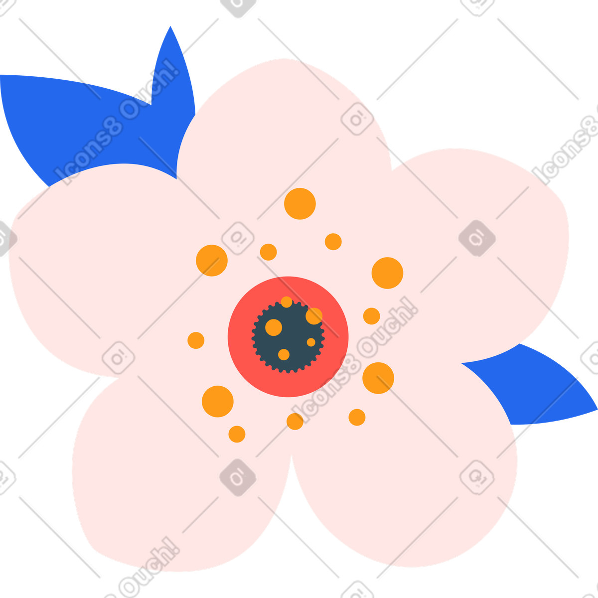 Plum flower illustration in Kingdom style download in PNG, SVG