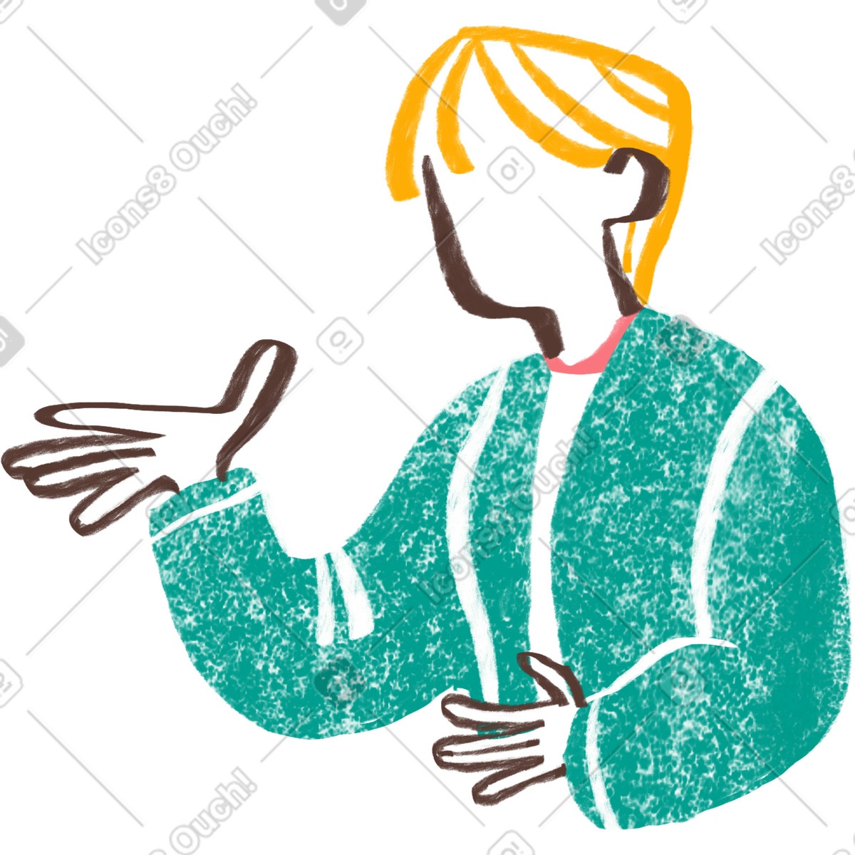 Body of a person with short blond hair illustration in Company style download in PNG, SVG